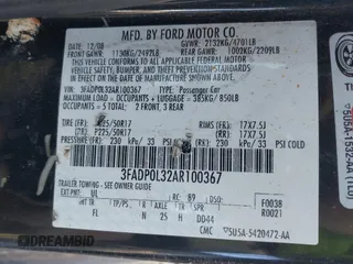 2010 Ford Fusion Hybrid with VIN 3FADP0L32AR100367, listed as a IAAI auction lot 41770303 with 253,334 mi miles. Bid and sale history available at carsss.com. Image 9.