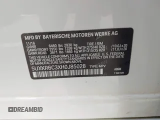 2017 BMW X5 xDrive50i с VIN 5UXKR6C3XH0J85028, выставлен на аукционе IAAI как лот 41889220 с пробегом 107 105 миль миль и . История ставок и продаж доступна на DreamBid. Изображение 9.