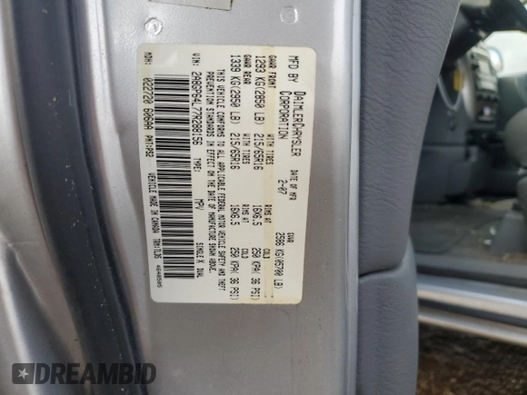 2007 Chrysler Town & Country LWB Limited with VIN 2A8GP64L77R288156, listed as a Copart auction lot 85817254 with 140,431 mi miles and Salvage Title. Bid and sale history available at carsss.com. Image 13.