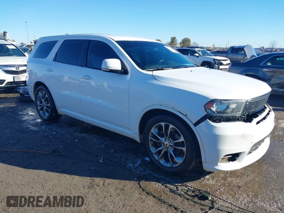 2019 Dodge Durango GT Plus with VIN 1C4RDHDG1KC650717, listed as a IAAI auction lot 40952795 with 198,418 mi miles and . Bid and sale history available at carsss.com. Image 1.