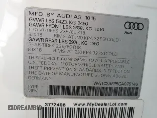 2016 Audi Q5 Premium with VIN WA1C2AFP5GA075146, listed as a Copart auction lot 55075805 with 67,622 mi miles and Salvage title. Bid and sale history available at DreamBid. Image 12.