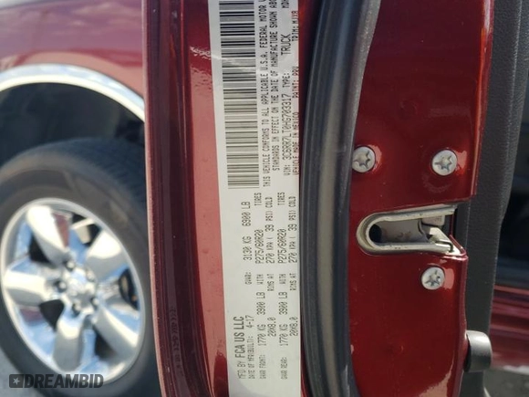 2017 Ram 1500 Big Horn with VIN 3C6RR7LT0HG703317, listed as a Copart auction lot 50734965 with 42,166 mi miles and Salvage Title. Bid and sale history available at carsss.com. Image 15.