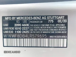 2020 Mercedes-Benz C 300 с VIN W1KWF8DB4LR579695, выставлен на аукционе IAAI как лот 42401232 с пробегом 76 765 миль миль и . История ставок и продаж доступна на DreamBid. Изображение 9.