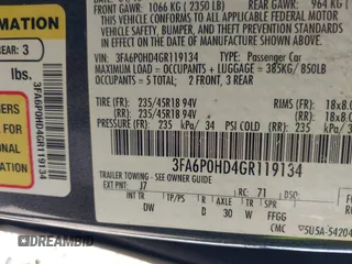 2016 Ford Fusion SE with VIN 3FA6P0HD4GR119134, listed as a IAAI auction lot 42018631 with 158,191 mi miles. Bid and sale history available at carsss.com. Image 9.