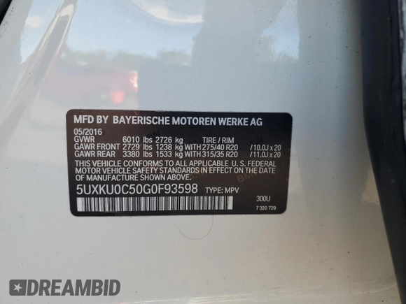 2016 BMW X6 sDrive35i with VIN 5UXKU0C50G0F93598, listed as a Copart auction lot 86175964 with 76,734 mi miles and Salvage Title. Bid and sale history available at carsss.com. Image 15.