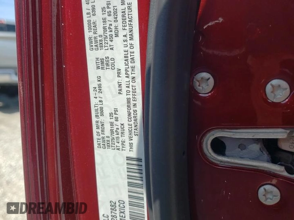 2024 Ram 2500 Tradesman with VIN 3C6UR5CJ0RG287882, listed as a Copart auction lot 68369144 with 49 mi miles and Salvage Title. Bid and sale history available at carsss.com. Image 12.