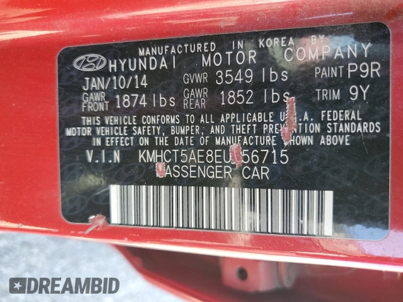 2014 Hyundai Accent GS z VIN KMHCT5AE8EU156715, wystawiony jako Copart lot #58159135 z przebiegiem 183 247 mil mil oraz Czysty tytuł • Clean title. Historia ofert i sprzedaży dostępna na DreamBid. Obrazek 12.