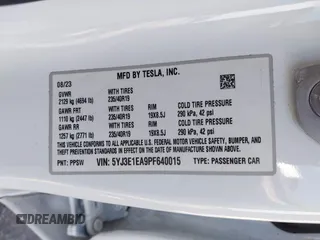 2023 Tesla Model 3 with VIN 5YJ3E1EA9PF640015, listed as a IAAI auction lot 41622086 with 15,622 mi miles and . Bid and sale history available at carsss.com. Image 9.