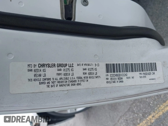 2014 Dodge Charger SE with VIN 2C3CDXBG3EH131242, listed as a IAAI auction lot 42121260 with 231,452 mi miles and . Bid and sale history available at DreamBid. Image 9.