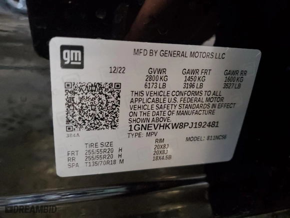 2023 Chevrolet Traverse LT Leather with VIN 1GNEVHKW8PJ192481, listed as a Copart auction lot 44210865 with 53,633 mi miles and Salvage Title. Bid and sale history available at carsss.com. Image 14.