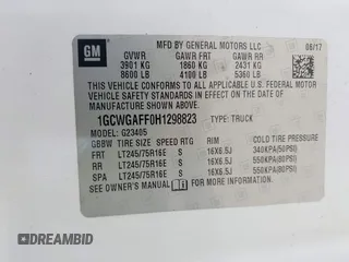2017 Chevrolet Express Cargo z VIN 1GCWGAFF0H1298823, wystawiony jako IAAI lot #41933843 z przebiegiem 75 213 mil mil oraz . Historia ofert i sprzedaży dostępna na DreamBid. Obrazek 9.