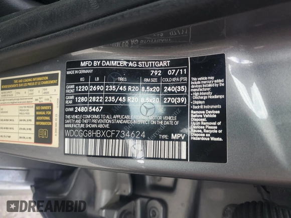 2012 Mercedes-Benz GLK 350 with VIN WDCGG8HBXCF734624, listed as a Copart auction lot 50904485 with 84,792 mi miles and Clean Title. Bid and sale history available at DreamBid. Image 14.