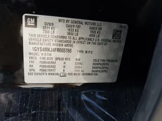 2015 Cadillac Escalade Luxury with VIN 1GYS4MKJ4FR665766, listed as a Copart auction lot 59316120 with 124,439 mi miles and Salvage Title. Bid and sale history available at carsss.com. Image 10.