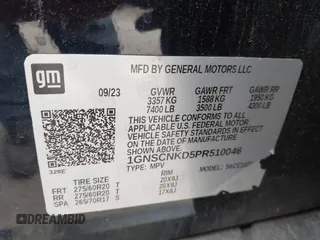 2023 Chevrolet Tahoe LT z VIN 1GNSCNKD5PR510046, wystawiony jako IAAI lot #42213868 z przebiegiem 35 761 mil mil oraz . Historia ofert i sprzedaży dostępna na DreamBid. Obrazek 9.
