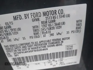 2015 Ford Edge Titanium with VIN 2FMPK4K95FBB20469, listed as a IAAI auction lot 41952318 with 186,859 mi miles. Bid and sale history available at carsss.com. Image 9.