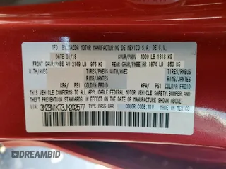 2018 Mazda 3 Sport with VIN 3MZBN1K73JM202577, listed as a Copart auction lot 52208665 with 134,207 mi miles and Salvage Title. Bid and sale history available at DreamBid. Image 12.