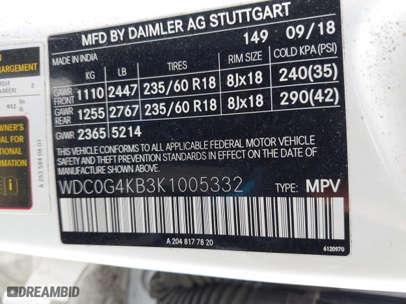 2019 Mercedes-Benz GLC with VIN WDC0G4KB3K1005332, listed as a IAAI auction lot 41774506 with 73,934 mi miles. Bid and sale history available at carsss.com. Image 9.