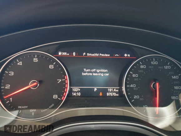 2017 Audi A6 Premium Plus with VIN WAUD8AFC8HN092536, listed as a Copart auction lot 62597345 with 97,570 mi miles and Salvage title. Bid and sale history available at DreamBid. Image 9.