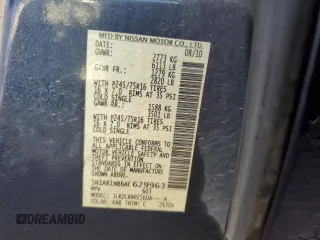 2010 Nissan Pathfinder LE with VIN 5N1AR1NB6AC629963, listed as a Copart auction lot 55097205 with 137,061 mi miles and Salvage title. Bid and sale history available at DreamBid. Image 12.