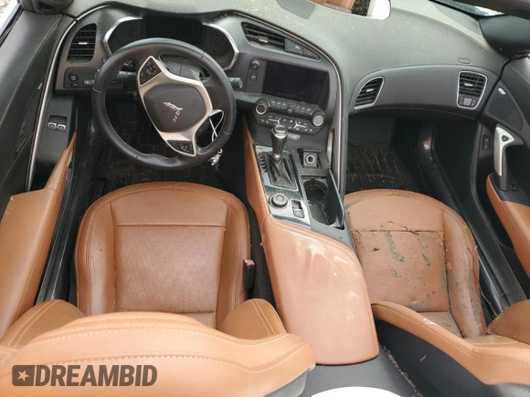 2015 Chevrolet Corvette 2LT with VIN 1G1YD3D7XF5104001, listed as a Copart auction lot 57149215 with Not provided miles and Salvage title. Bid and sale history available at DreamBid. Image 8.