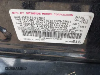 2012 Mitsubishi Outlander Sport SE with VIN JA4AP4AU6CZ000667, listed as a IAAI auction lot 41473935 with 195,414 mi miles. Bid and sale history available at carsss.com. Image 9.