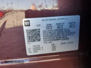 2023 Cadillac XT4 FWD Premium Luxury with VIN 1GYFZCR49PF125491, listed as a Copart auction lot 48508095 with 60,245 mi miles and Salvage Title. Bid and sale history available at carsss.com. Image 15.