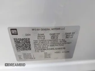 2025 GMC Acadia FWD Elevation z VIN 1GKENKRS8SJ158370, wystawiony jako IAAI lot #41933065 z przebiegiem Nie podano mil oraz . Historia ofert i sprzedaży dostępna na DreamBid. Obrazek 9.