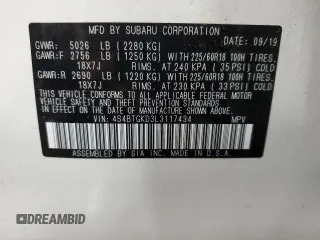 2020 Subaru Outback Onyx XT with VIN 4S4BTGKD3L3117434, listed as a Copart auction lot 60893065 with 76,746 mi miles and Salvage title. Bid and sale history available at DreamBid. Image 14.
