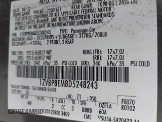 2013 Ford Mustang V6 with VIN 1ZVBP8EM8D5248243, listed as a IAAI auction lot 42429803 with 130,099 mi miles and . Bid and sale history available at DreamBid. Image 9.