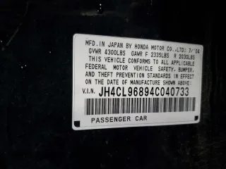 2004 Acura TSX with VIN JH4CL96894C040733, listed as a Copart auction lot 60874425 with 233,037 mi miles and Salvage title. Bid and sale history available at DreamBid. Image 13.