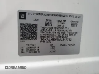 2021 GMC Terrain SLE с VIN 3GKALMEV7ML347782, выставлен на аукционе Copart как лот 83702264 с пробегом Не указан миль и Списание • Salvage title. История ставок и продаж доступна на DreamBid. Изображение 14.