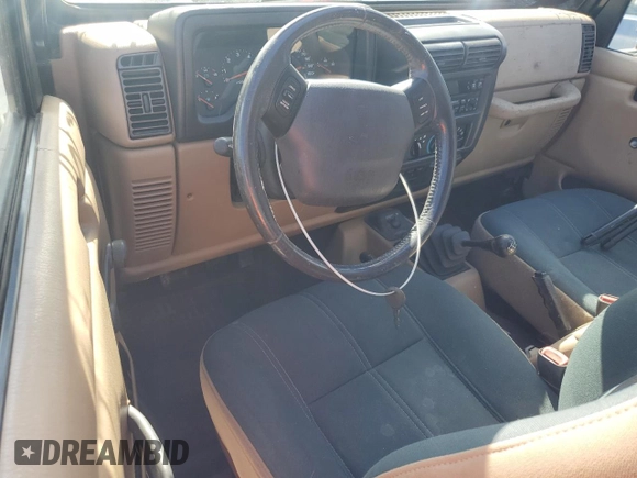 2002 Jeep Wrangler Sahara with VIN 1J4FA59S62P722411, listed as a Copart auction lot 74080364 with 0 mi miles and Non Repairable. Bid and sale history available at carsss.com. Image 8.