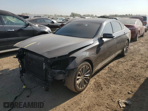 2017 Genesis G80 3.8L with VIN KMHGN4JE9HU185814, listed as a Copart auction lot 70239184 with 90,836 mi miles and Salvage Title. Bid and sale history available at carsss.com. Image 1.