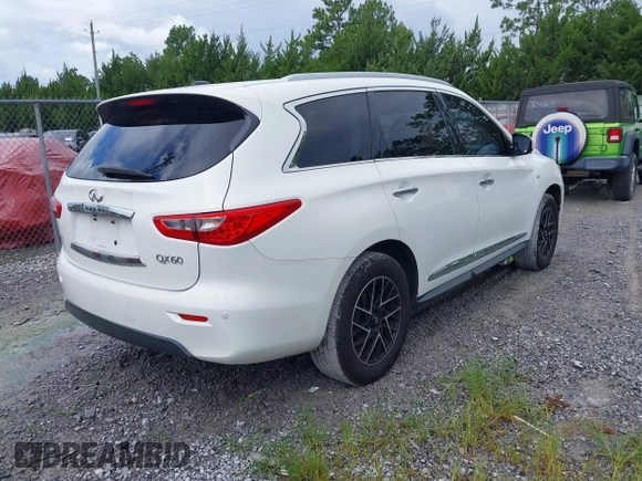 2014 Infiniti QX60 with VIN 5N1AL0MM1EC543092, listed as a IAAI auction lot 42784721 with 176,448 mi miles and . Bid and sale history available at DreamBid. Image 4.