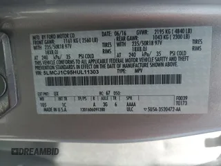 2017 Lincoln MKC Premiere z VIN 5LMCJ1C95HUL11303, wystawiony jako Copart lot #58263945 z przebiegiem 82 628 mil mil oraz Szkoda całkowita • Salvage title. Historia ofert i sprzedaży dostępna na DreamBid. Obrazek 14.