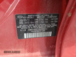 2011 Hyundai Elantra GLS with VIN KMHDH4AE1BU098653, listed as a Copart auction lot 61026235 with 142,046 mi miles and Clean title. Bid and sale history available at DreamBid. Image 12.