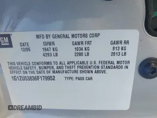 2006 Chevrolet Malibu LTZ with VIN 1G1ZU53836F179952, listed as a IAAI auction lot 42051559 with 88,930 mi miles and . Bid and sale history available at DreamBid. Image 9.