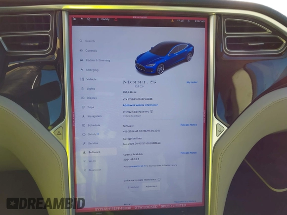 2014 Tesla Model S 60 z VIN 5YJSA1H15EFP48938, wystawiony jako IAAI lot #41574976 z przebiegiem 230 246 mil mil oraz . Historia ofert i sprzedaży dostępna na DreamBid. Obrazek 18.