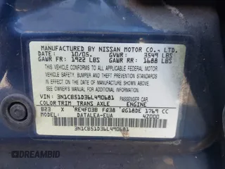 2006 Nissan Sentra S with VIN 3N1CB51D36L490681, listed as a IAAI auction lot 42121051 with 206,513 mi miles and . Bid and sale history available at DreamBid. Image 9.