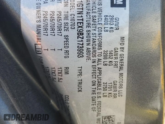 2011 GMC Sierra 1500 Work Truck z VIN 1GTN1TEX9BZ173993, wystawiony jako Copart lot #50416645 z przebiegiem 101 462 mil mil oraz Tytuł czysty. Historia ofert i sprzedaży dostępna na DreamBid. Obrazek 13.