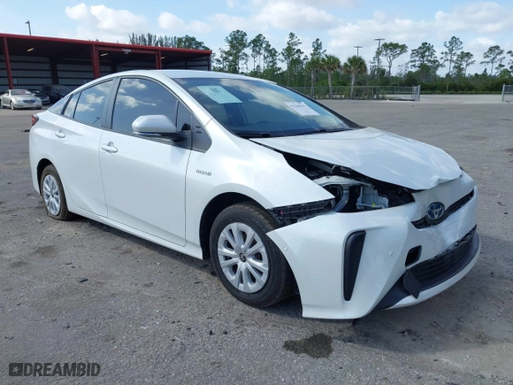 2022 Toyota Prius L Eco with VIN JTDKAMFU5N3181724, listed as a IAAI auction lot 41568635 with 67,360 mi miles. Bid and sale history available at carsss.com. Image 1.