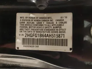 2010 Honda Civic Cpe LX with VIN 2HGFG1B64AH515871, listed as a IAAI auction lot 41961091 with 130,440 mi miles. Bid and sale history available at carsss.com. Image 9.