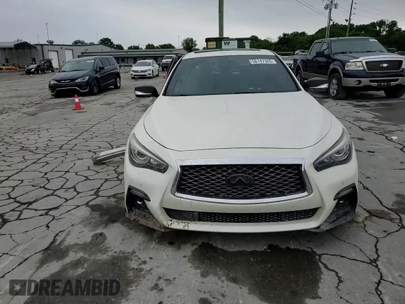 2019 Infiniti Q50 Red Sport 400 with VIN JN1FV7AP4KM760088, listed as a Copart auction lot 56147365 with 106,541 mi miles and Salvage title. Bid and sale history available at DreamBid. Image 13.