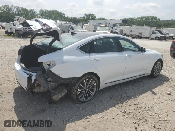 2017 Genesis G80 3.8L with VIN KMHGN4JE4HU177393, listed as a Copart auction lot 60968285 with 74,076 mi miles and Salvage title. Bid and sale history available at DreamBid. Image 3.