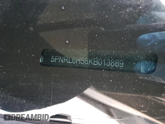 2019 Honda Odyssey EX with VIN 5FNRL6H58KB013889, listed as a Copart auction lot 57077025 with 126,467 mi miles and Salvage title. Bid and sale history available at DreamBid. Image 13.