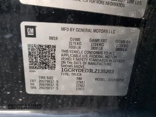 2020 Chevrolet Silverado 1500 LT with VIN 1GCRYDED3LZ135203, listed as a Copart auction lot 48203185 with 50,589 mi miles and Salvage Title. Bid and sale history available at carsss.com. Image 14.