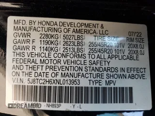2022 Acura RDX w/A-Spec Package with VIN 5J8TC2H6XNL013953, listed as a Copart auction lot 76123294 with Not Provided miles and Salvage Title. Bid and sale history available at carsss.com. Image 14.