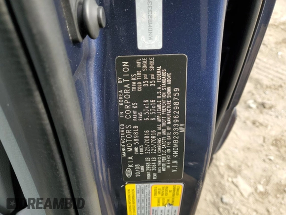 2009 Kia Sedona LX with VIN KNDMB233396298759, listed as a Copart auction lot 42499505 with 141,899 mi miles and Salvage Title. Bid and sale history available at carsss.com. Image 15.