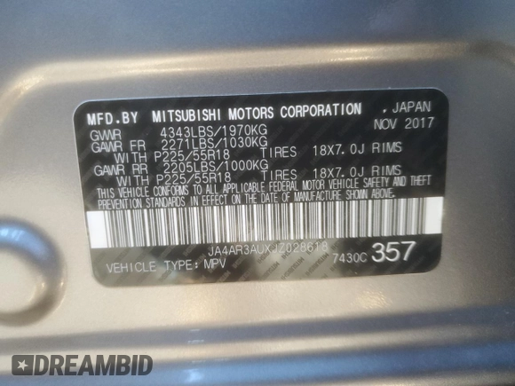 2018 Mitsubishi Outlander Sport ES 2.0 with VIN JA4AR3AUXJZ028618, listed as a Copart auction lot 49604465 with 123,689 mi miles and Salvage Title. Bid and sale history available at carsss.com. Image 16.