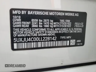 2020 BMW X5 M50i with VIN 5UXJU4C00LL228142, listed as a Copart auction lot 81246294 with 86,014 mi miles and Clean Title. Bid and sale history available at DreamBid. Image 12.